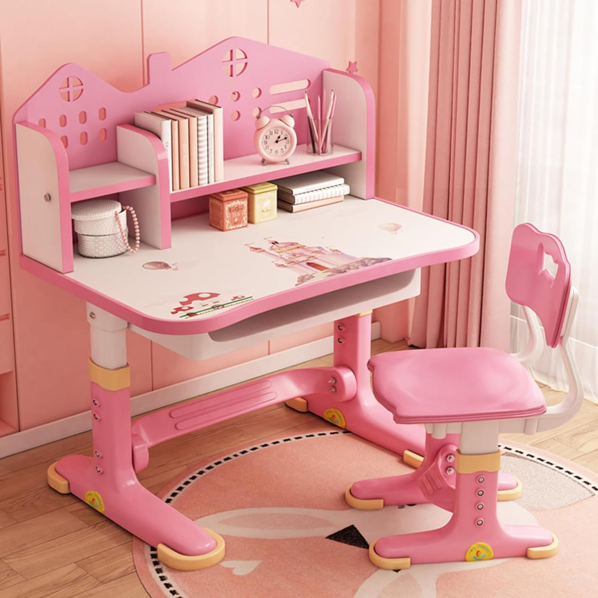 Escritorio y Silla Ajustable para Niños con Cajón de Almacenaje