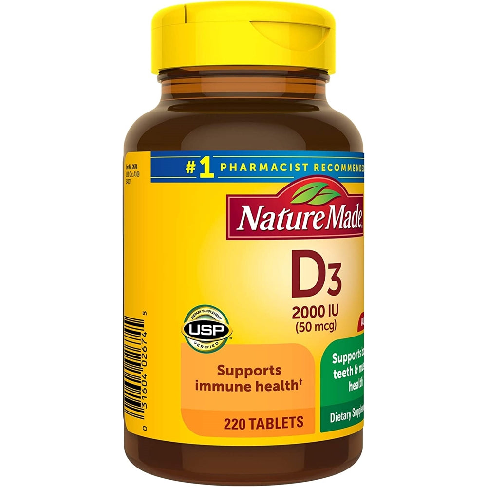 Suplementos  Vitamina D3 220 tabletas 2000 UI (50 mcg)