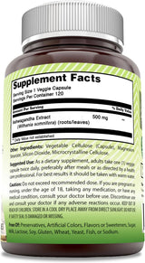 Suplemento de Ashwagandha 500 mg Amazing India, 120 Cápsulas