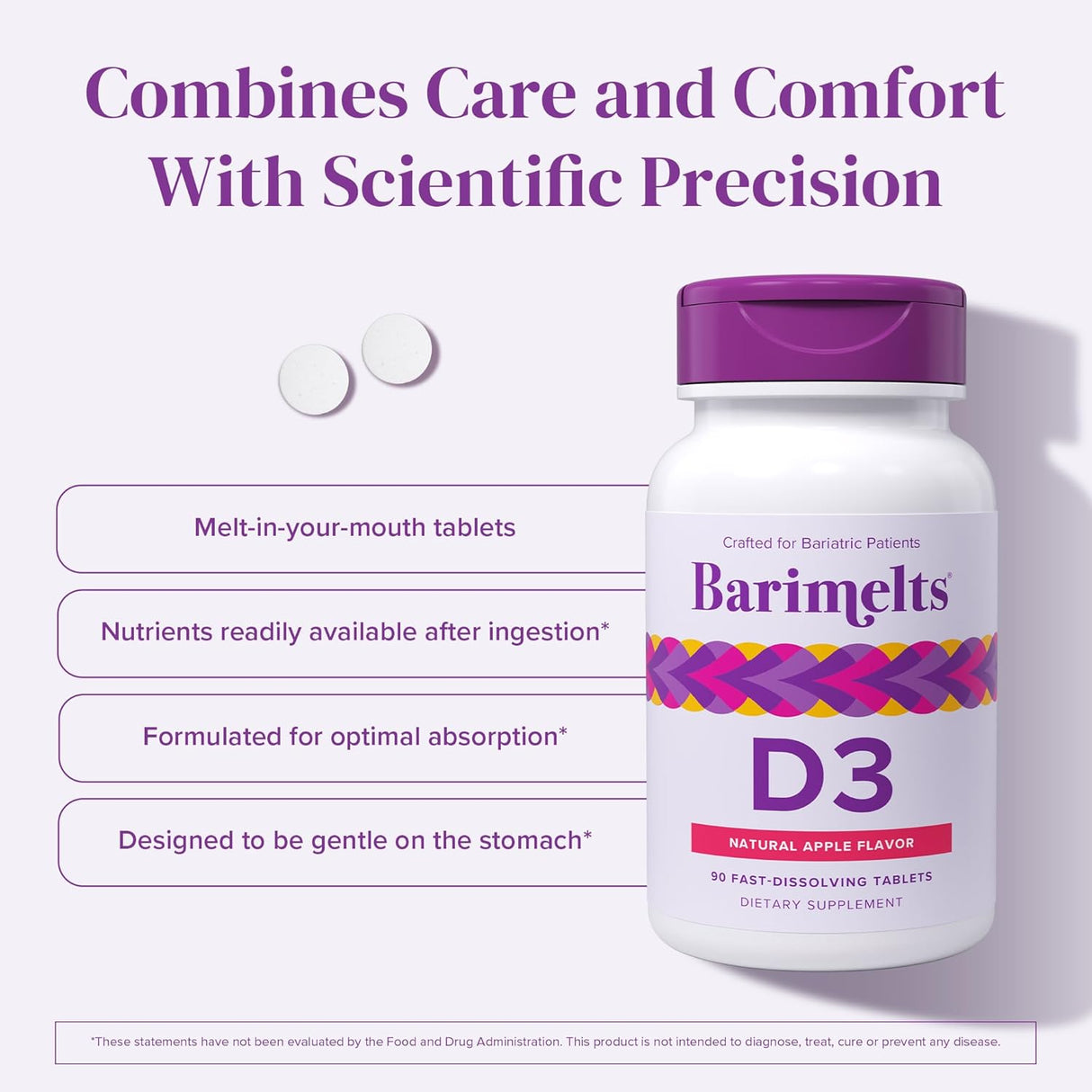 BariMelts Vitamina D3 5000 IU 90 tabletas, sabor manzana