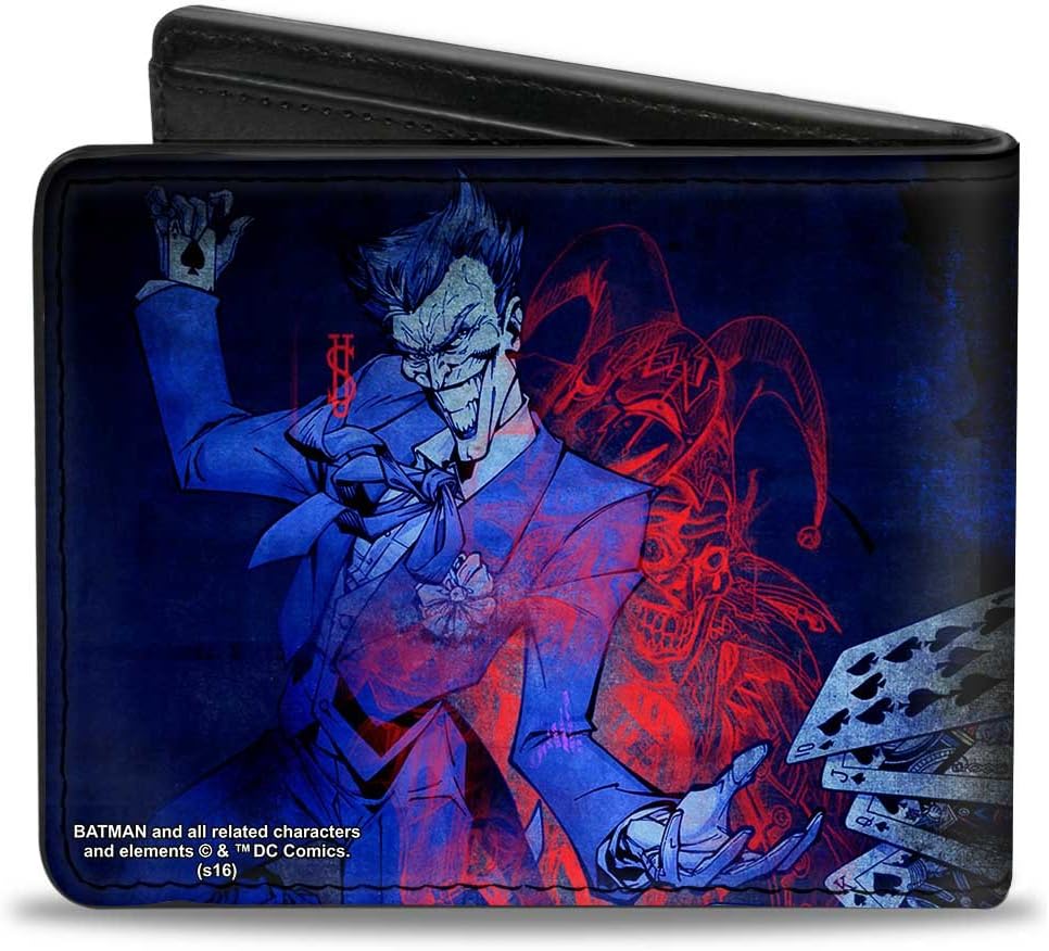 Cartera Bifold PU Hombre - Batman y Joker Poses con Cartas, Multicolor