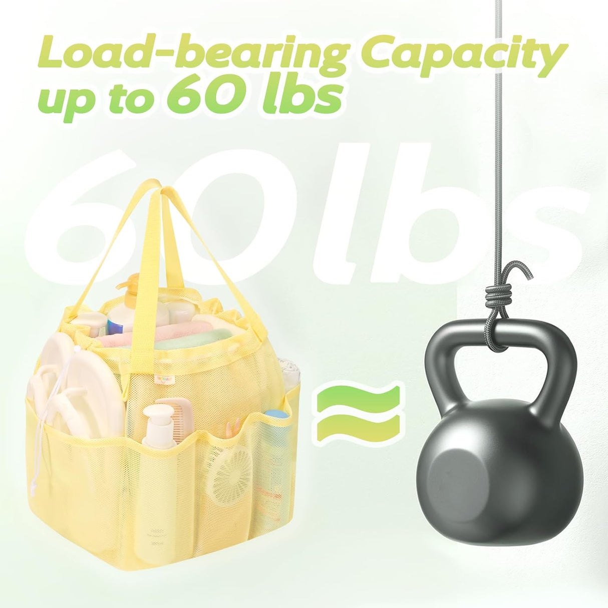 Portable Mesh Shower Caddy with Drawstring for Dorms & Travel