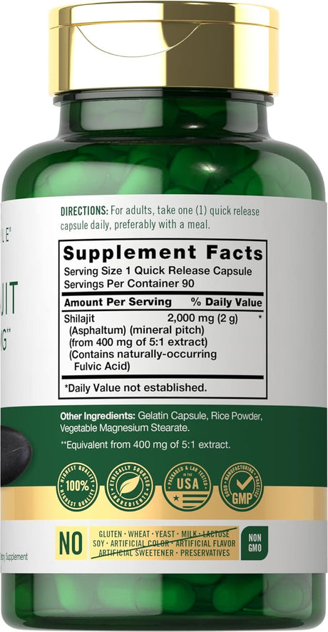 Carlyle Shilajit Cápsulas 2000mg 90 Cápsulas No GMO Gluten-Free