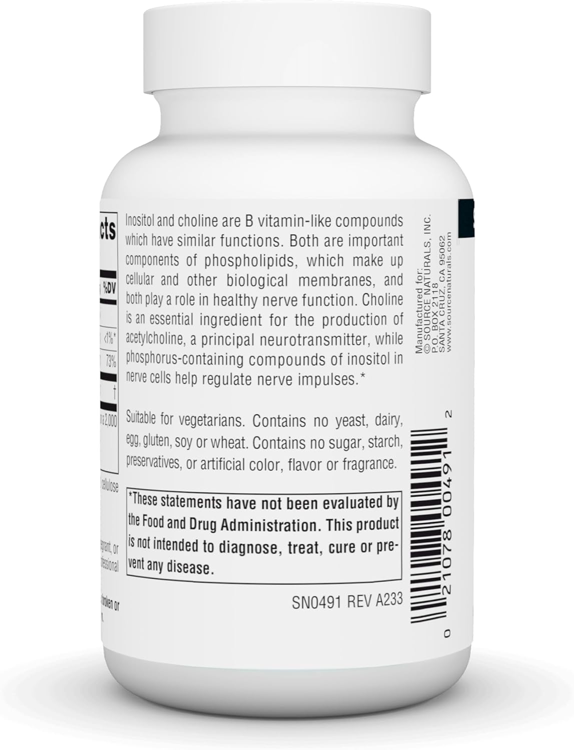 Inositol & Colina Source Naturals 800 mg, 50 tablet