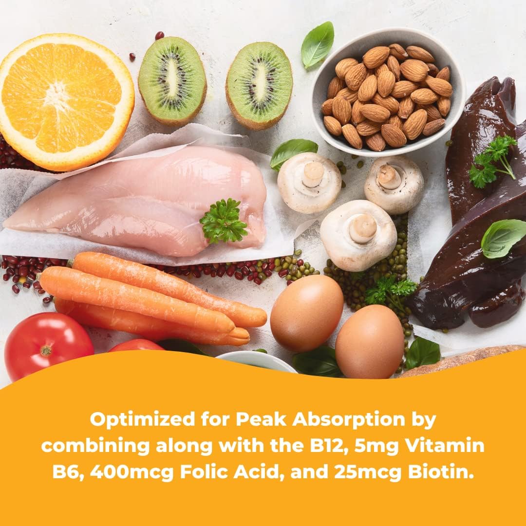 Vitamina sublingual B12 B6 ácido fólico biotina 250 unidades