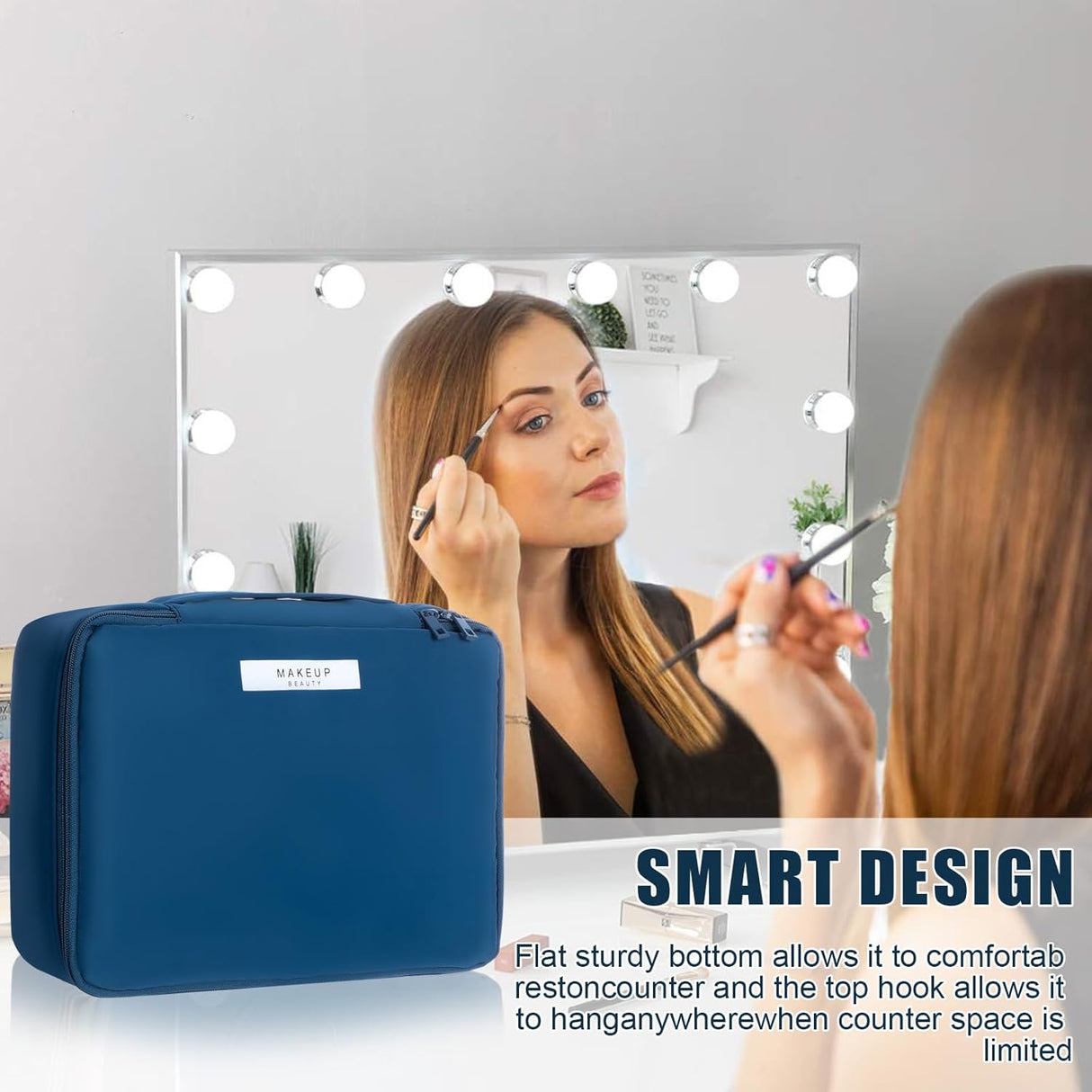 porta maquillajes color azul marino Queboom