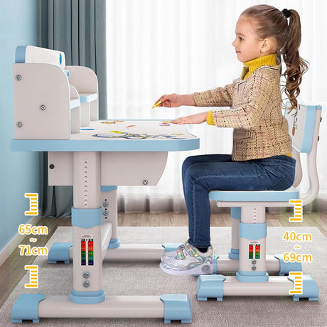 Juego de Escritorio y Silla Ajustable para Niñas, Ergonómico