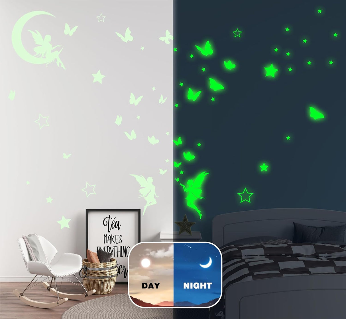 Vinilo decorativo de hadas, Glow in The Dark, luminiscente