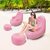 Sofá Inflable con Descansabrazos y Puff, Ideal para Camping