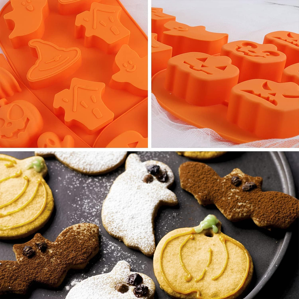 Moldes de Silicona Halloween 12 Cavidades para Chocolates 2 PCS
