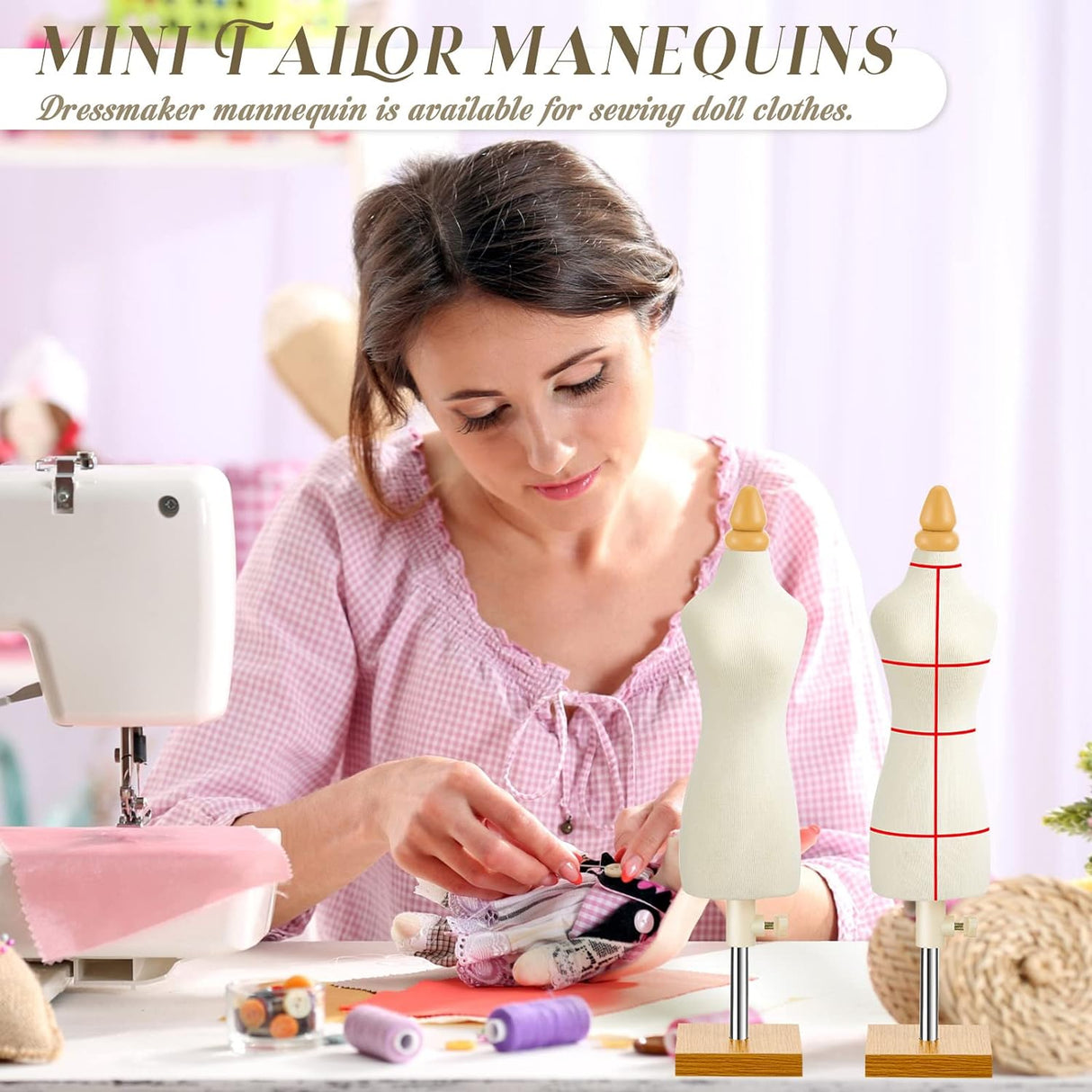 10 Pzs Maniquí Miniatura para Costura 1/4 Tamaño