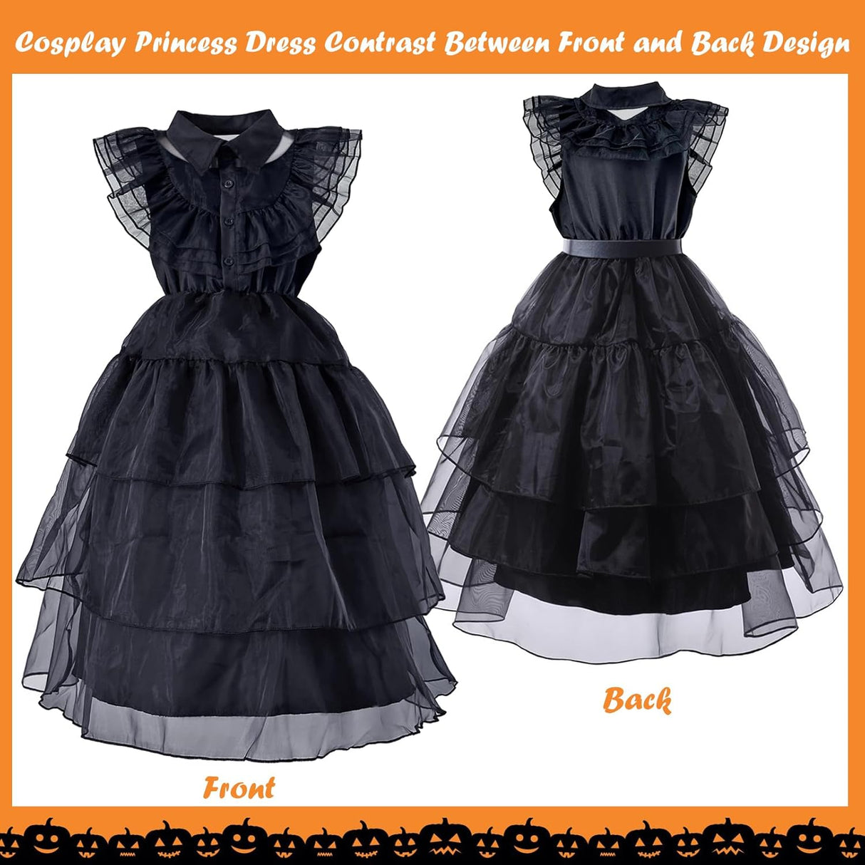 Disfraz de Halloween para niñas, incluye vestido, peluca y calcetas