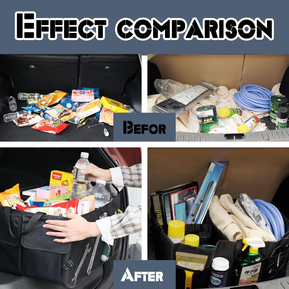 Organizador de maletero ASUBHA, colapsable, multi compartimentos