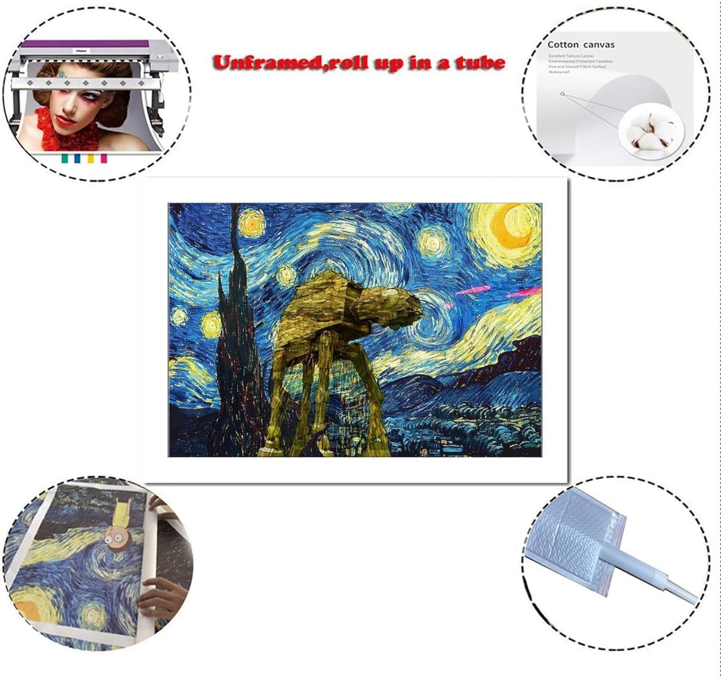 Póster artístico Starry Night at-at en lienzo, decoración moderna