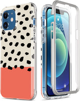 ESDOT Funda para iPhone 12, iPhone 12 Pro con protector de pantalla integrado, funda resistente con diseños de moda para mujeres y niñas, funda protectora para iPhone 12/12 Pro de 6.1 pulgadas, bonito patrón de leopardo