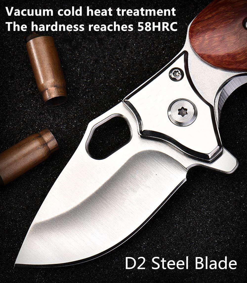 Cuchillo de bolsillo pequeño plegable de secoya mango D2