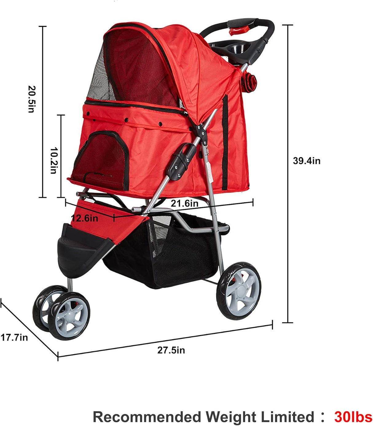 Carrito de Mascotas Plegable Elite con Rueda 360 para Viajar