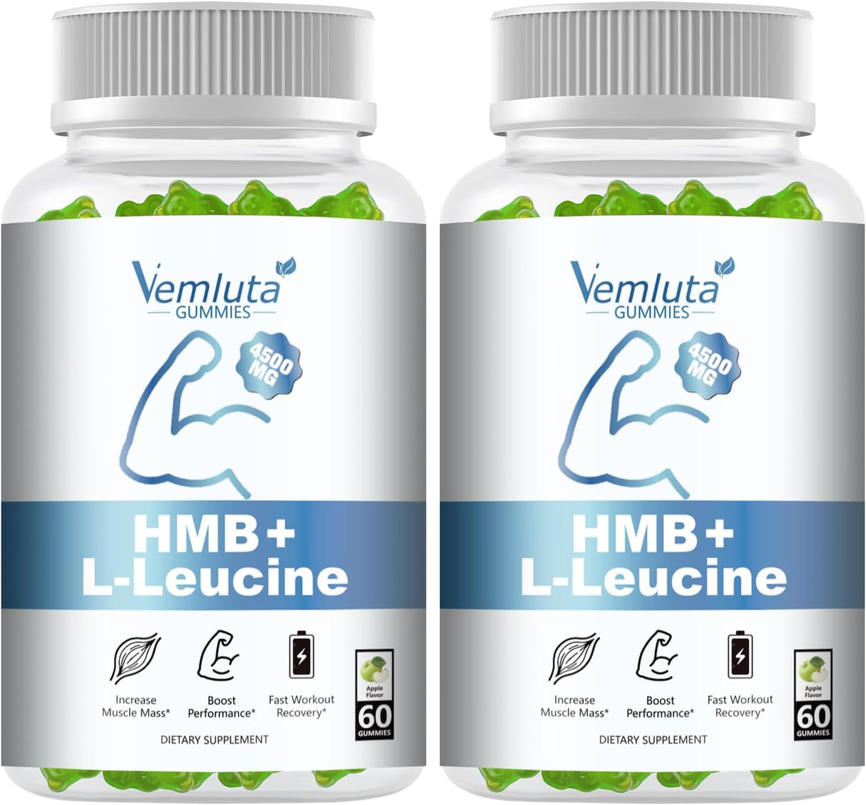 Suplementos de HMB y Leucina en Gummies, 2 Packs, 120u