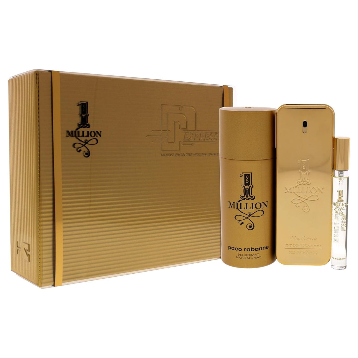 Paco Rabanne 1 Million Men 3.4oz EDT Spray de 3 piezas