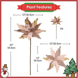 Flores Poinsettia Briful 12'' Artificiales para Decoraciones Navideñas