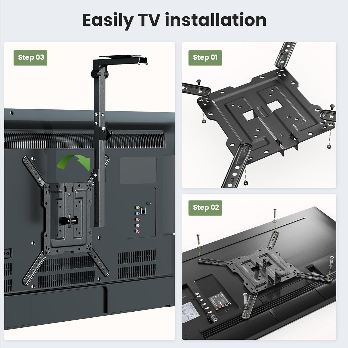 Soporte de TV de techo plegable, manual, ajustable, 23-55