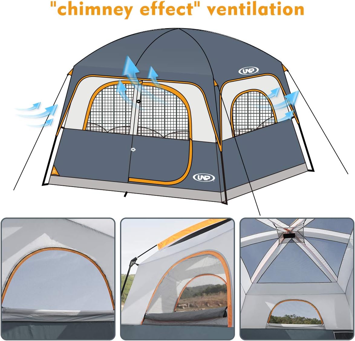 Tienda UNP Carpa 6 Personas Impermeable y Resistente al Viento
