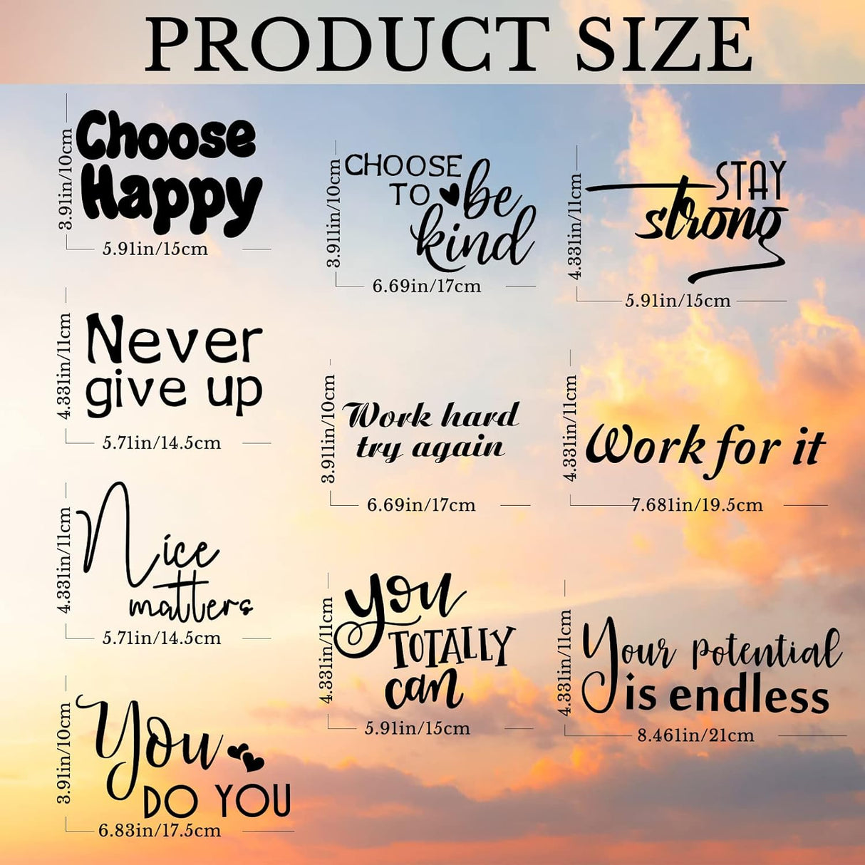 10 Pzs Stickers Inspiradores para Paredes - Decoración Motivacional