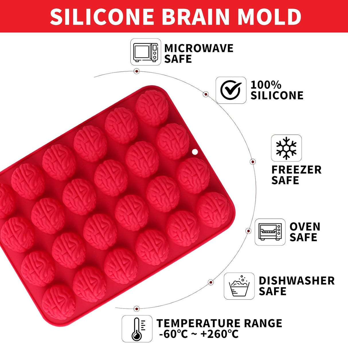 Moldes de Silicona Cerebro para Dulces, 2 Piezas, Halloween
