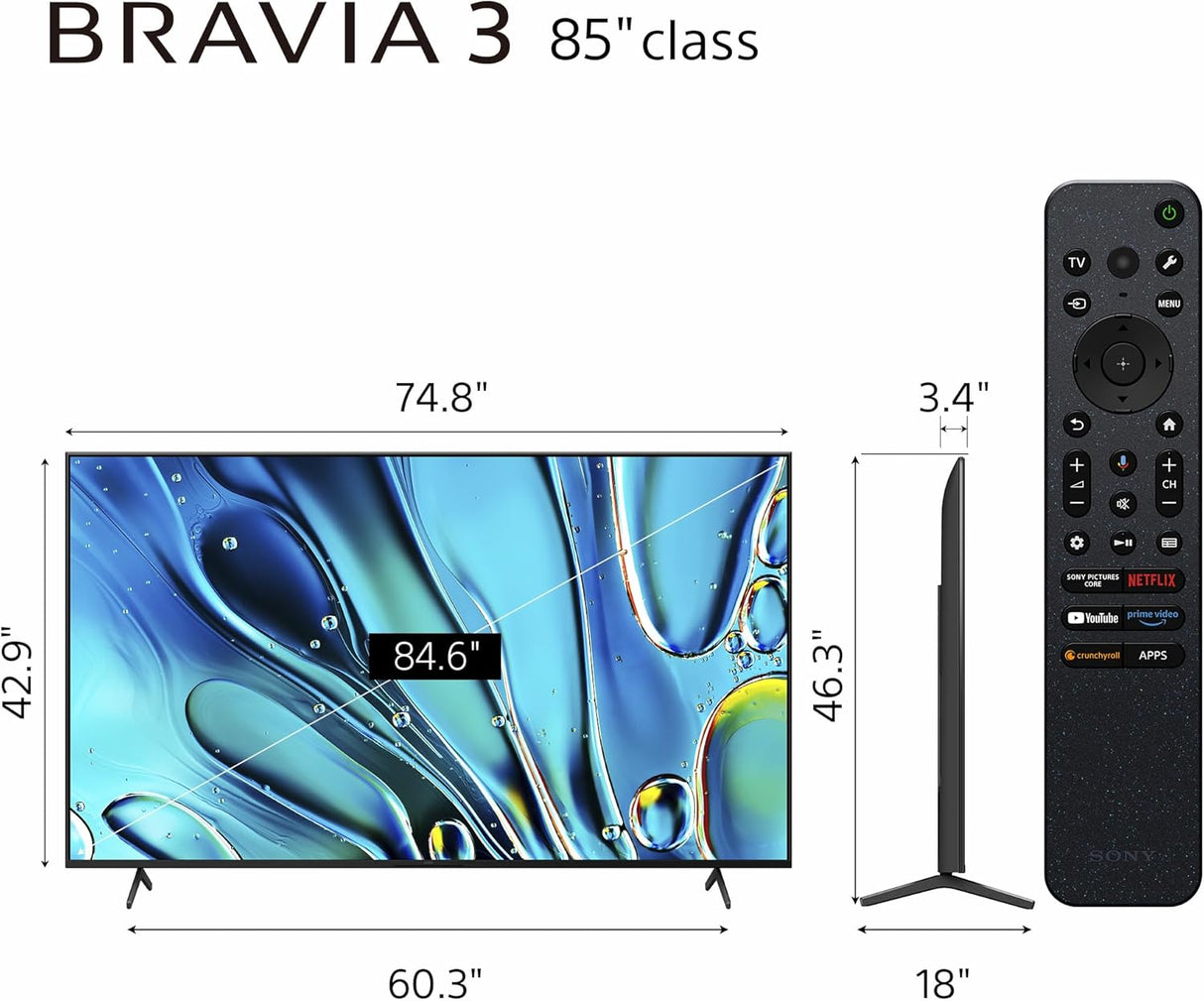 Televisor Sony BRAVIA 85 4K HDR, Triluminos Pro, K-85S30