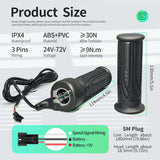 Acelerador MUSELK para bicicleta eléctrica 24V a 72V, 3 pines