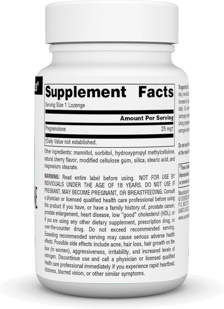 Suplemento de Pregnenolona 25mg - Source Naturals - 120 Lozenges