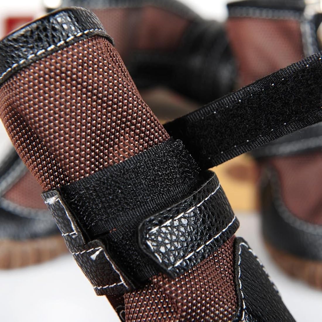 Botas grandes de cuero sintético para perro, botas de invierno impermeables para perro, botas para lluvia antideslizantes, Marrón