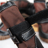 Botas grandes de cuero sintético para perro, botas de invierno impermeables para perro, botas para lluvia antideslizantes, Marrón