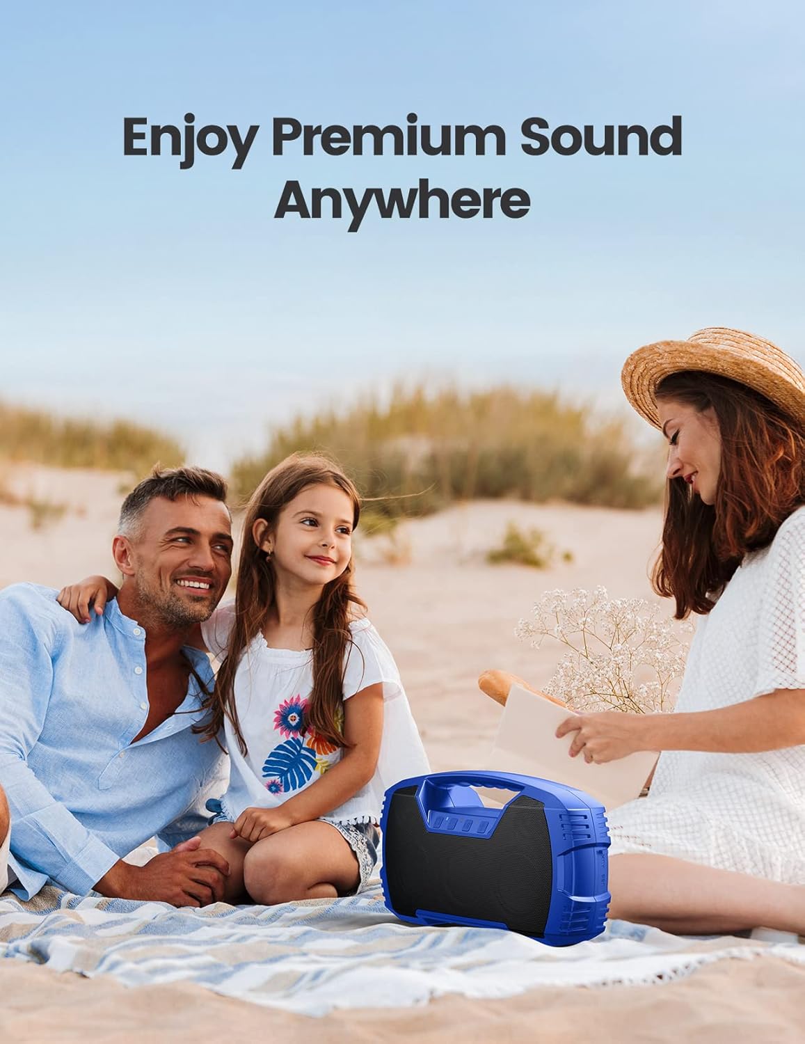 Altavoz Bluetooth IPX7 impermeable de 40W, estéreo potente