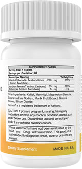 Suplemento Hierro masticable 65 mg con vitamina C 270 mg