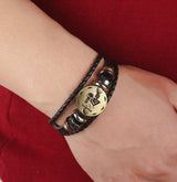 Pulsera de cuero de aleación para hombres de cuerda trenzada