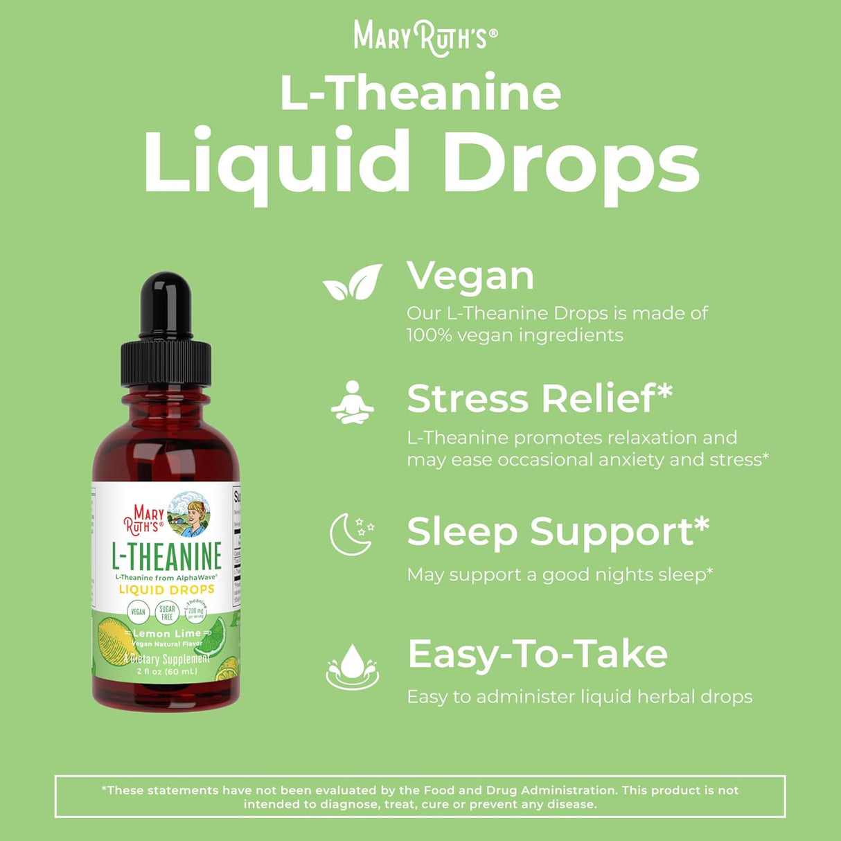 Suplemento líquidas de 200 mg L-teanina glicerina orgánica