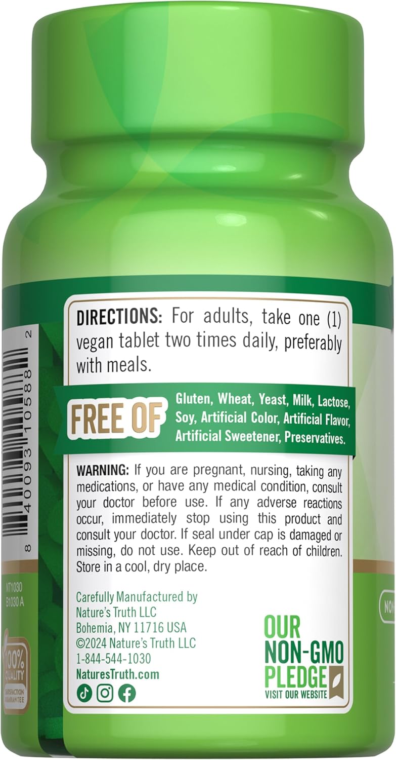 Suplemento de Vitamina B1 100mg Nature's Truth | Vegano, No GMO