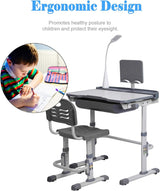 Escritorio y Silla Ajustables para Niños con Luz LED y Cajón