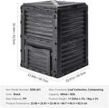 Compostera VEVOR 80 Gal, BPA Libre, Puerta Inferior, Ligera