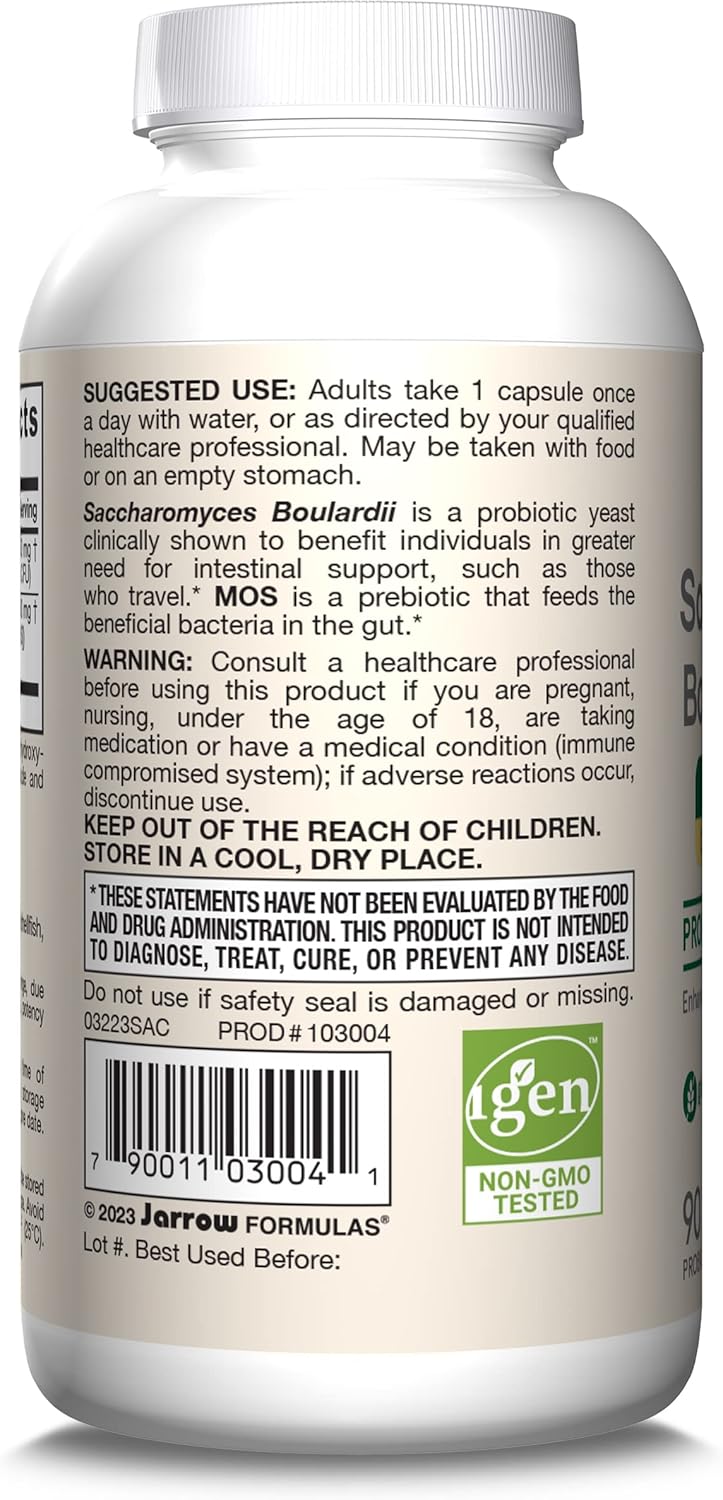 Suplemento de Jarrow Formulas Sacharomyces boulardii y MOS