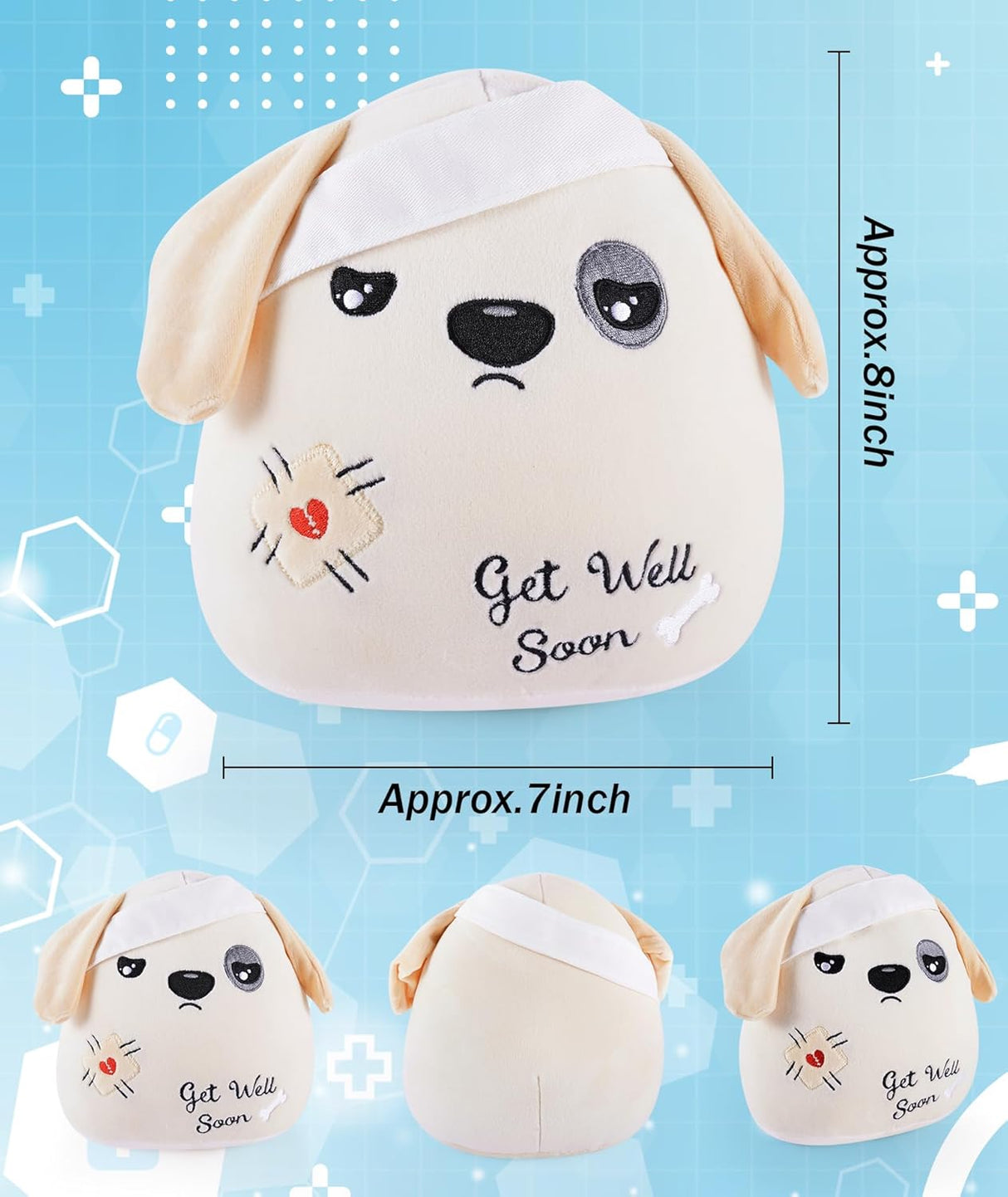 Peluche Perro Get Well Soon - Juguete con Vendaje, 20 cm