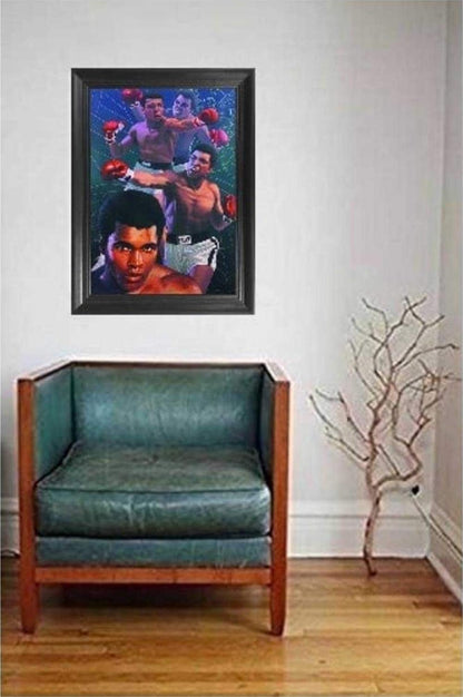 Póster 3D de Boxeo Muhammad Ali | Arte de Pared Framed 14.5x18.5