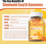 CoQ10 500MG Gummies +Omega-3,Magnesio,Vitamin B3,Zinc 120