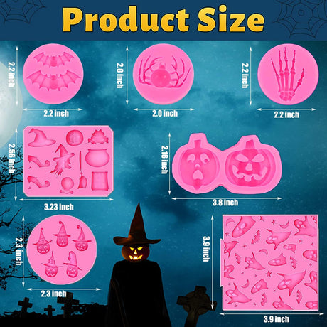 Moldes de Silicona Halloween, 7 Pcs, para Chocolates y Repostería