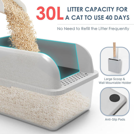Caja de arena para gatos de acero inoxidable Suzzipaws