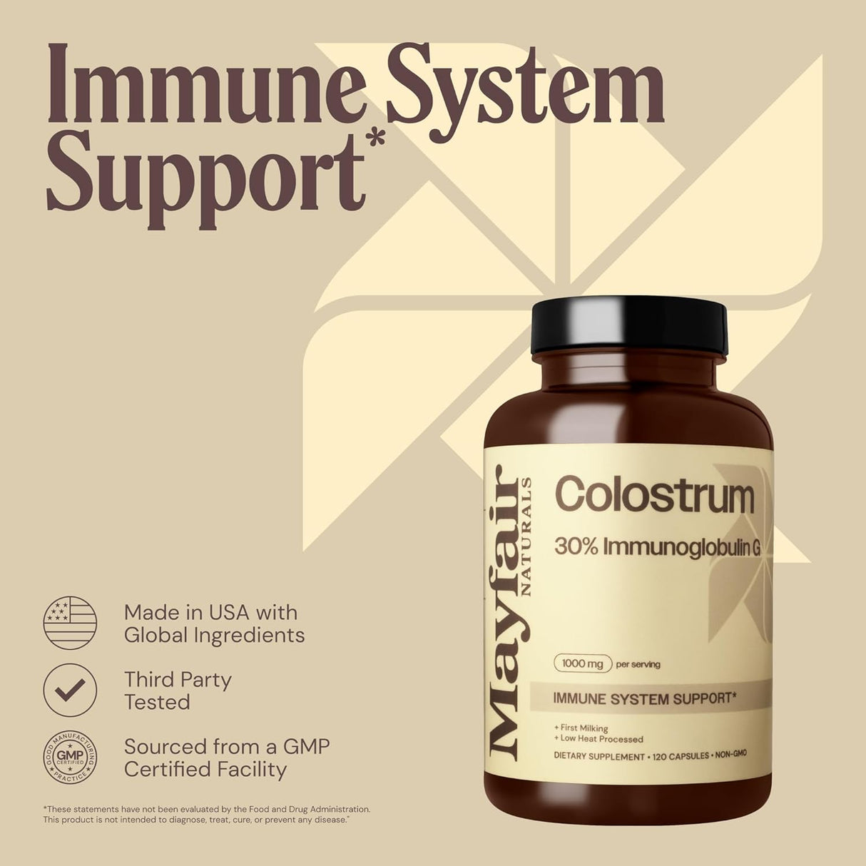 Suplemento de Calostro 1000mg, 120 Cápsulas, Inmunidad