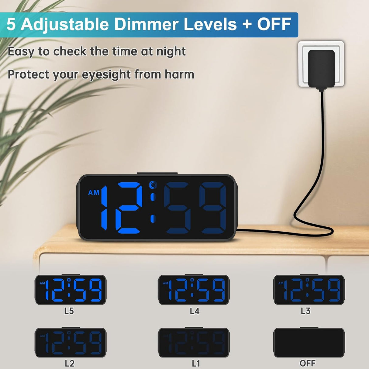 Reloj Despertador Digital Pequeño con Números Grandes y Alarma