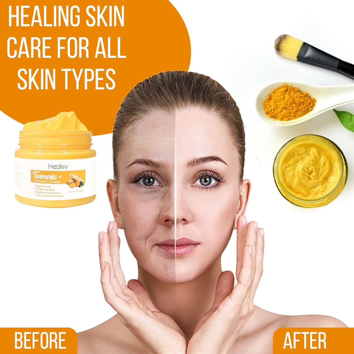 Crema facial de cúrcuma para rostro y cuerpo Herblov