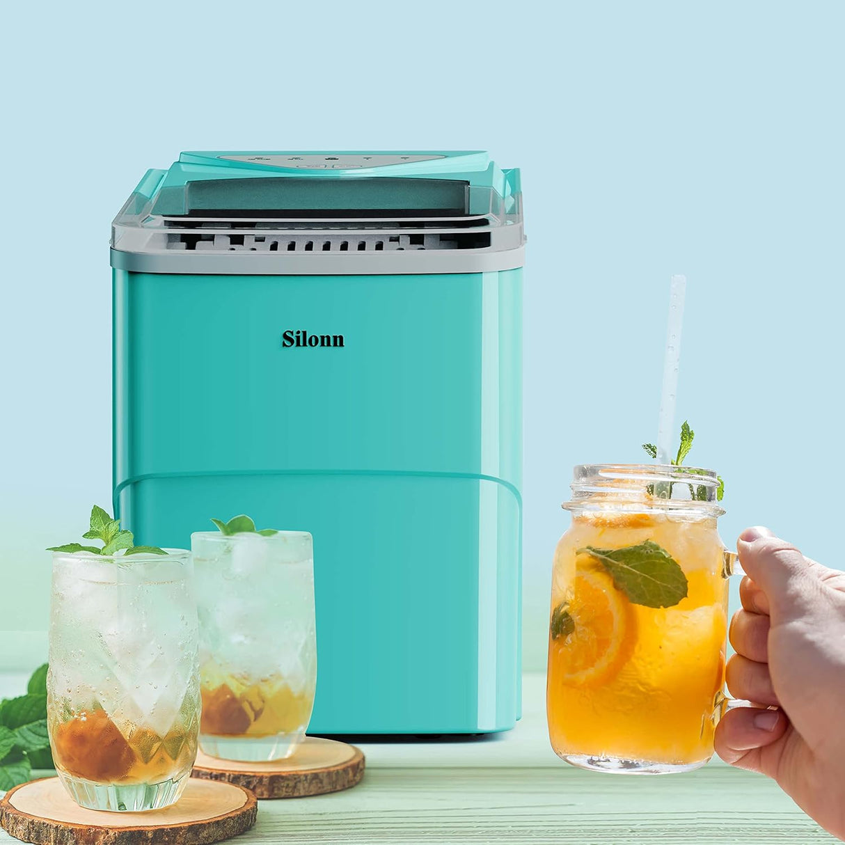 Máquina de Hielo Silonn, 9 Cubos en 6 Min, Auto-limpieza